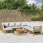vidaXL Salon de jardin 9 Pièces avec coussins gris clair bambou