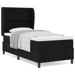 Lit à sommier tapissier avec matelas noir 90x200 cm en tissu