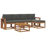 vidaXL Ensemble de canapés d'extérieur 6 pc Naturel et Anthracite