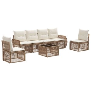 vidaXL Ensemble de canapé de jardin 7 Pièces Beige et blanc crème