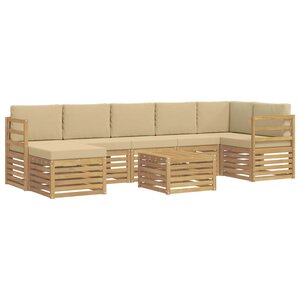 vidaXL Ensemble de canapés d'extérieur 8 pc Blanc et Beige Polyester