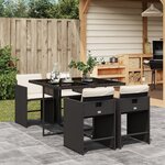 vidaXL Ensemble à manger de jardin coussins 5Pièces Noir Résine tressée