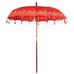vidaXL Parasol balinais Rouge (210-220) x 260 cm Coton et bois massif