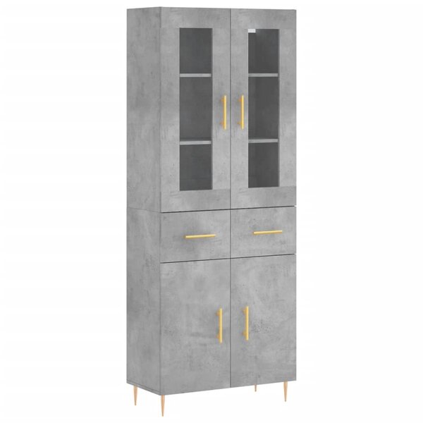 vidaXL Buffet haut Gris béton 69 5x34x180 cm Bois d'ingénierie