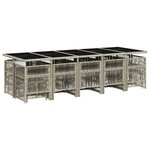 vidaXL Ensemble à manger de jardin et coussins 15 Pièces gris clair rotin