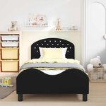 vidaXL Cadre de lit pour enfants avec tête de lit Noir 90 x 190 cm