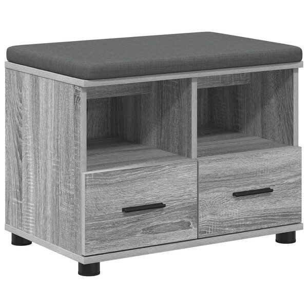 vidaXL Banc d'entrée avec coussin Gris Sonoma 60 x 38 x 46 cm