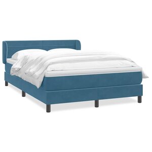 vidaXL Sommier à lattes de lit et matelas bleu foncé 140x210cm velours
