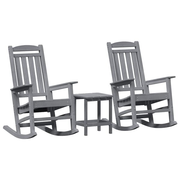 vidaXL Chaise à bascule 3 Pièces Gris clair Polyéthylène