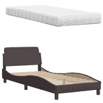 vidaXL Lit avec matelas marron foncé 90x200 cm tissu