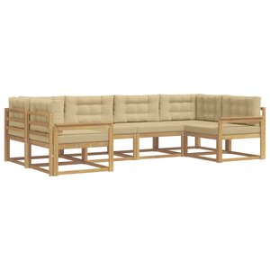 vidaXL Ensemble de canapés d'extérieur 6 pc Blanc et Beige