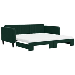 vidaXL Lit de jour et gigogne et matelas vert foncé 100x200 cm velours