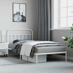 vidaXL Cadre de lit métal sans matelas et tête de lit blanc 107x203 cm