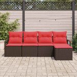 vidaXL Ensemble de Canapés avec coussin 5 Pièces Marron polyrotin