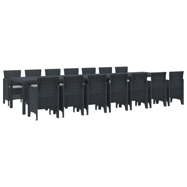 vidaXL Ensemble de salle à manger de jardin avec coussins 15 pc PP
