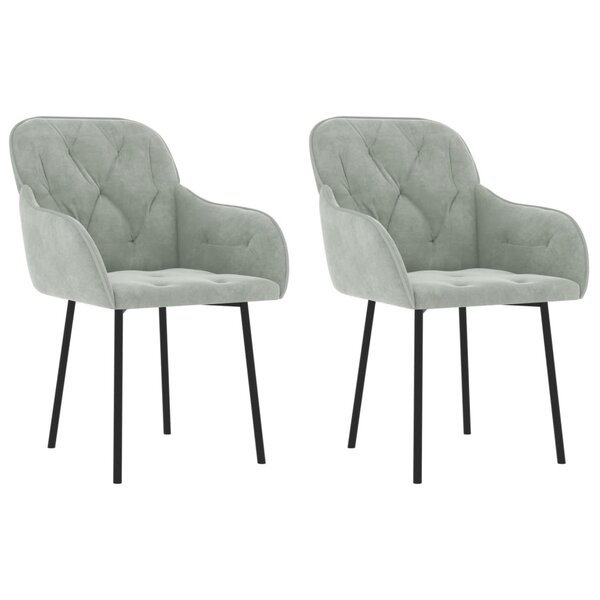vidaXL Chaises à manger lot de 2 Gris clair Velours