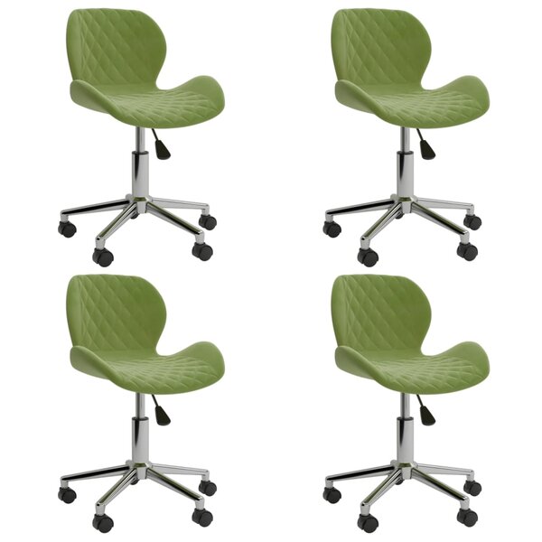 vidaXL Chaises pivotantes à manger lot de 4 vert clair velours