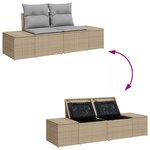Ensemble de Canapés de Jardin 12 Pièces avec Coussins Rotin Poly Beige Acacia
