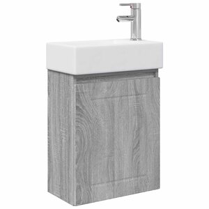 vidaXL Meuble de salle de bain avec robinet Sonoma gris