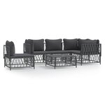vidaXL Salon de jardin avec coussins 6 Pièces anthracite acier