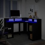 vidaXL Bureau avec lumières LED noir 130x130x91 cm bois d'ingénierie