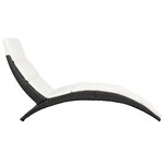 vidaXL Chaise longue pliable avec coussin Résine tressée Noir