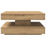 vidaXL Table basse rotative à 360 degrés chêne artisanal 70x70x34 5 cm
