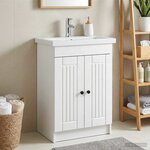 vidaXL Armoire sous évier de salle de bain Blanc 56 x 37 5 x 81 cm