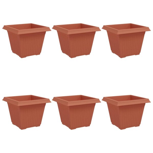 vidaXL Pot de Fleurs Carré 6 Pièces Rouge brique 43 x 43 x 33 5 cm
