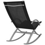vidaXL Chaises à bascule de jardin lot de 2 Acier et textilène Noir