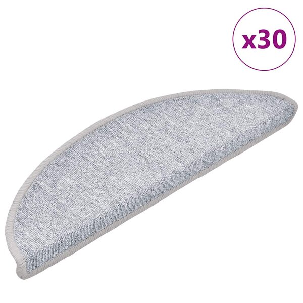 vidaXL Tapis d'escalier 30 pièces 56 x 17 x 3 cm Gris clair Demi-rond