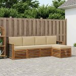 vidaXL Ensemble de canapés d'extérieur 5 Pièces Naturel et Beige