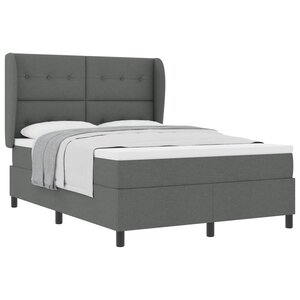 vidaXL Lit à ressorts avec matelas Gris foncé 140 x 200 cm tissu