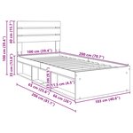 vidaXL Cadre de lit avec tête de lit Sonoma 100 x 200 cm Pin massif