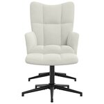 vidaXL Chaise de relaxation avec tabouret Blanc crème Velours
