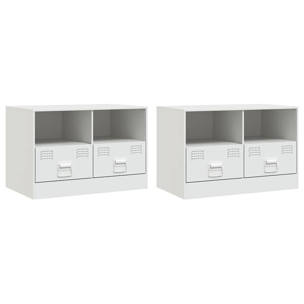 vidaXL Meubles TV 2 Pièces blanc 67x39x44 cm acier