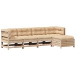 vidaXL Salon de jardin 5 Pièces avec coussins Bois de pin massif