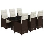 vidaXL Ensemble de bistro de jardin 7 Pièces coussins marron poly rotin
