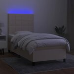 vidaXL Sommier à lattes de lit et matelas et LED Crème 100x200cm Tissu