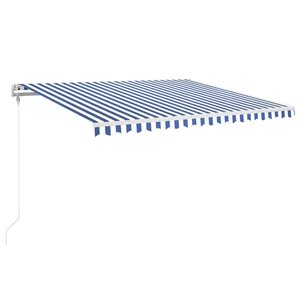 vidaXL Auvent automatique capteur de vent/LED 400x350 cm Bleu et blanc