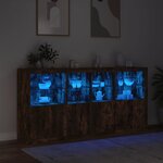 vidaXL Buffet avec lumières LED chêne fumé 202x37x100 cm