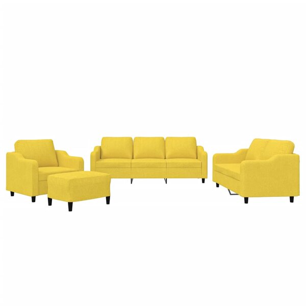 vidaXL Ensemble de canapés 4 Pièces avec coussins Jaune clair Tissu