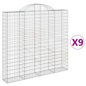 vidaXL Paniers à gabions arqués 9 Pièces 200x30x180/200 cm Fer galvanisé