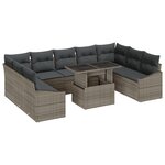 vidaXL Canapés de Jardin 10 pièces avec coussins gris en rotin synthétique