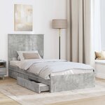 vidaXL Lit de Rangement Gris béton 90 x 200 cm Bois d'ingénierie