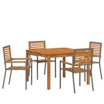 vidaXL Ensemble de salle à manger de jardin 5 Pièces Gris