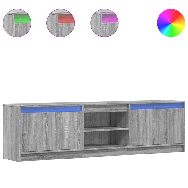 vidaXL Meuble TV avec LED sonoma gris 180x34x50 cm bois d'ingénierie
