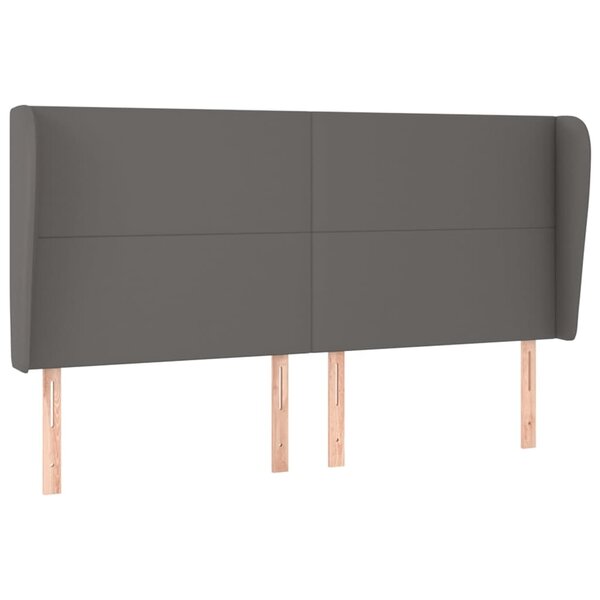 vidaXL Tête de lit avec oreilles Gris 203x23x118/128 cm Similicuir