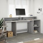 vidaXL Bureau et lumières LED sonoma gris 200x55x91 cm bois ingénierie