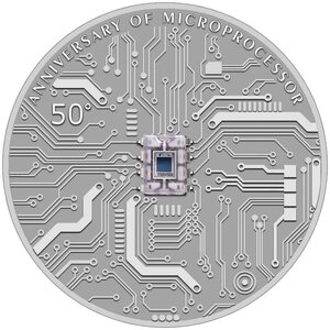 MICROCHIP 50th Anniversary 2 Oz Silver Coin 5 Dollars Niue 2021